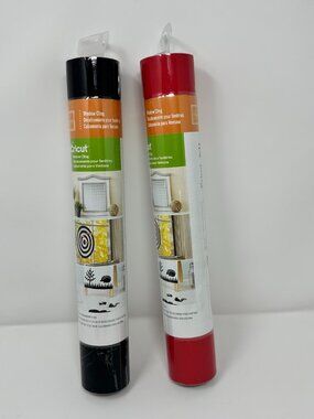 NEW 2 Cricut Window Cling Rolls Black & Red Instant Cling 12" x 48" Brand New